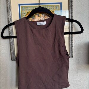 Babaton Brown Sleeveless Crewneck Tank Top